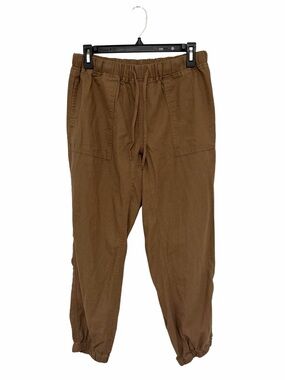 Love Tree Women’s Brown Elastic-Waist Linen Blend Jogger Pants